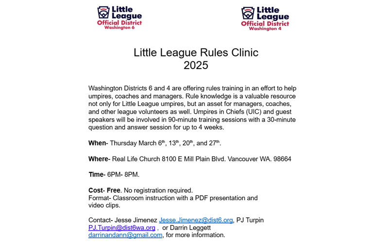 Little League Rules Clinic