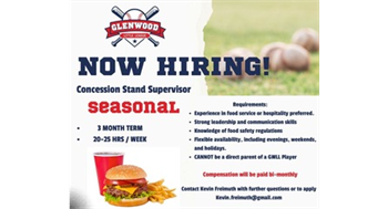 NOW HIRING - Concession Stand Supervisor